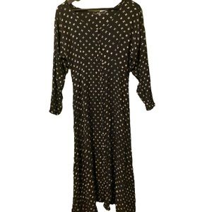 Vintage 90’s black white long ditsy print dress